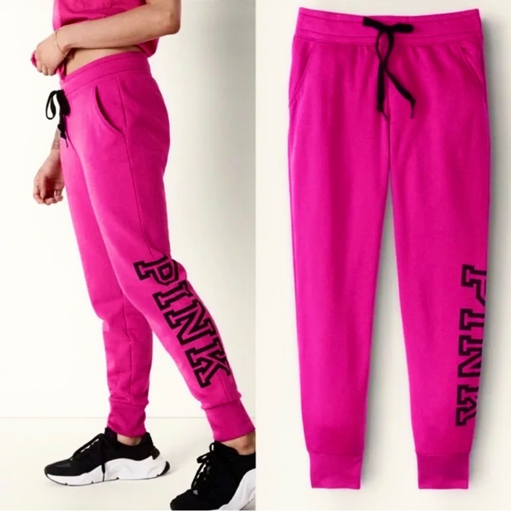 VS Pink💖Joggers with Black Logo & Drawstring